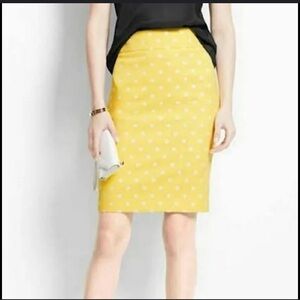 Ann Taylor Yellow Polka Dot Pencil Skirt